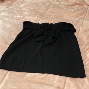 Express Black Paper BagMini Skirt with Tie Front